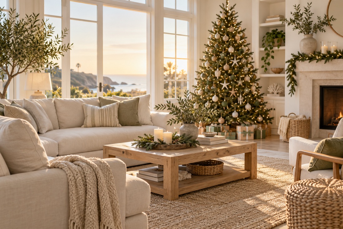 A bright and tidy coastal living room